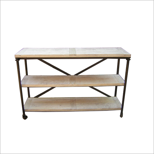 Metal and Wood 2 Shelf Console Table