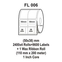 Flexi Labels FL-006 (50X38mm, 2400X 4 Rolls+ 1 Wax Ribbon Roll)