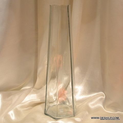 CLEAR GLASS LONG FLOWER VASE