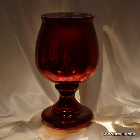 Red and Black HURRICANE SHAPE GLASS CANDLE HOLDER