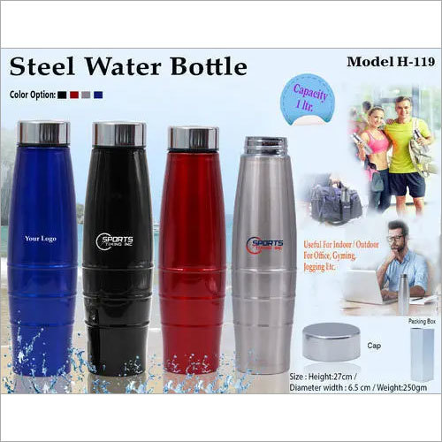 Steel Water Bottle - 500ml Stainless Steel, Blue, Black, Red, Silver | Durable, Lightweight, Leakproof Screw Cap