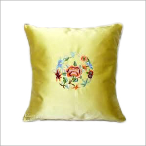 Yellow Embroidered Cushion Cover