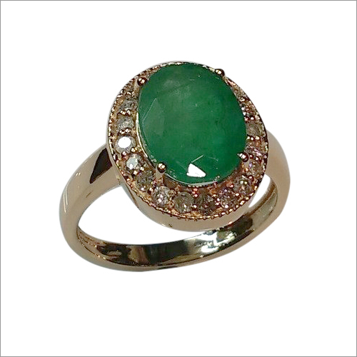 Round Oval Emerald Diamond Ring