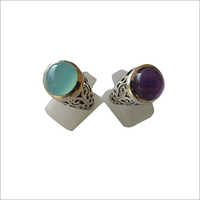 Aquacalc And Amethyst Stone Ring