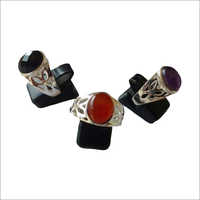 Black Onyx Carnelian And Amethyst Ring