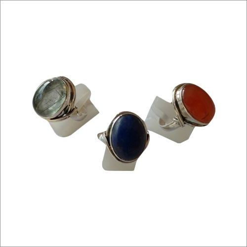 Green Rutile Lapis And Red Onyx Stone Ring