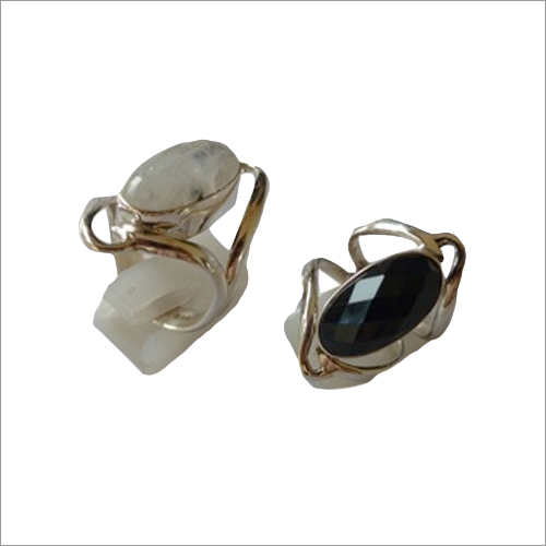White Rainbow Moonstone And Black Onyx Stone Ring By LIZA GEMS AND JEWELLERY