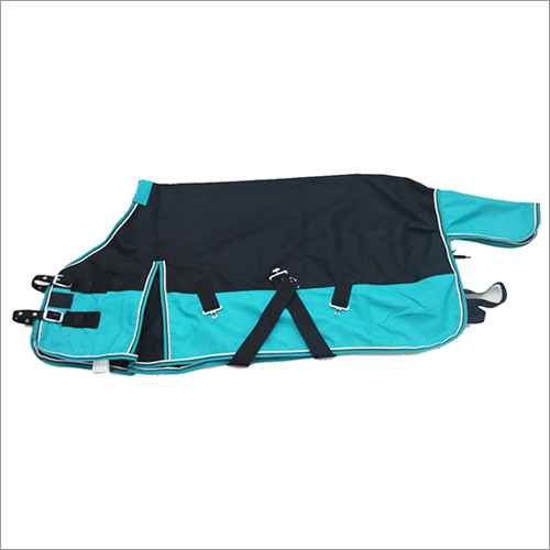 Canvas Horse Blankets - Fabric, 250-500 Grams Weight | Black and Sky Blue for Horse Riding