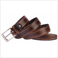 Leather Belt - Leather Material, Steel Buckle , Brown Color For Men