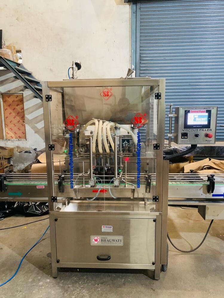 Automatic 4 Head Viscous Filling Machine - Honey - Butter - Ghee - Color: Silver