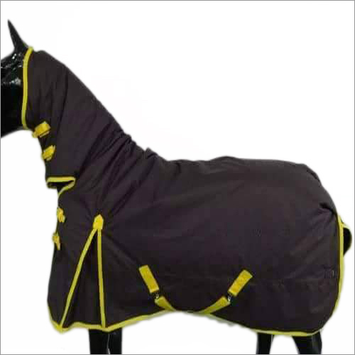 High Neck Horse Blanket - Fabric, 250-500 Grams | Black, Ideal for Horse Riding Use