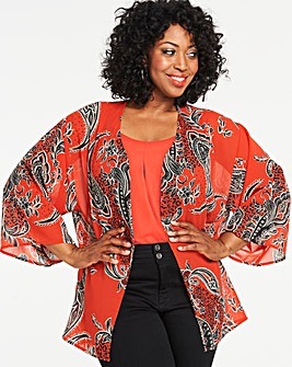 Printed Ladies Kimono - Silk, Plus Size, Red | Lightweight, Loose Fit, Skin-Friendly, Unique Prints, Durable