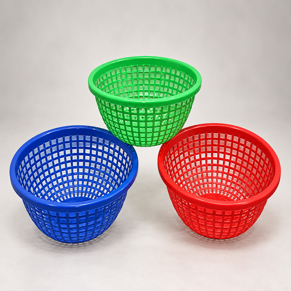 Red Plastic Round Basket