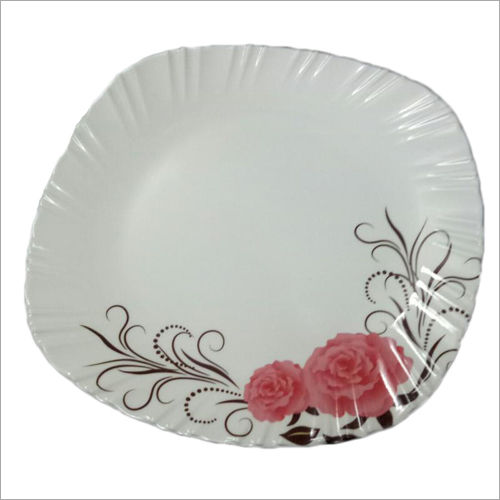 White Melamine Crockery Printed Plate