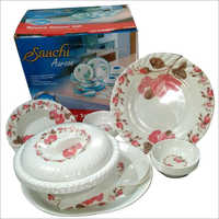 Printed Melamine Dinner Set - Melamine Material, 9 Inch, White With Pink Flora Design | Dishwasher Safe, Elegant Serving Collection, Multi-functional