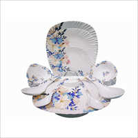 16 Pieces Melamine Crockery Set - Melamine Material, Large Plates & Bowls, White With Colorful Floral Design | High Temperature Resistant, Washable & Stain-resistant