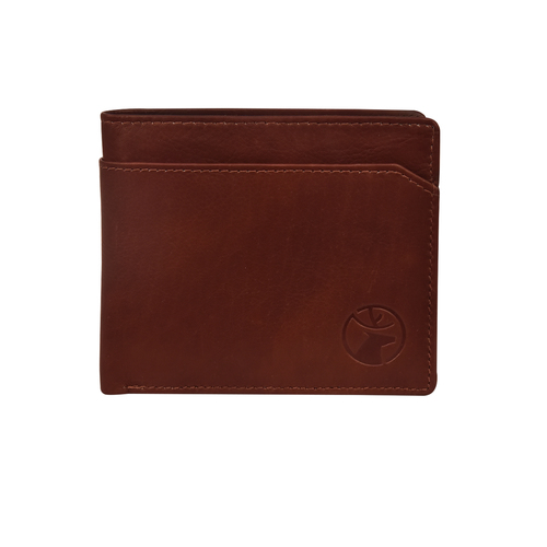 Mens Bi Fold Brown Leather - 100% Genuine Cow Leather, 11.6 x 9.5 x 2.5 cm, Brown | 10 Card Capacity, RFID Blocking, Coin Pocket, Slim Design