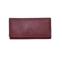 Ladies Leather Double Flap Clutch/wallet - Genuine Leather, 19.5x10x3.2 Cm, Brown | Rfid Protected, Magnetic Closure, 5 Currency Compartments, 10 Credit Card Slots, Water Resistant