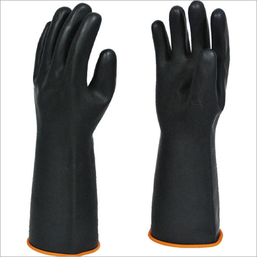 Leather Black Industrial Rubber Glove