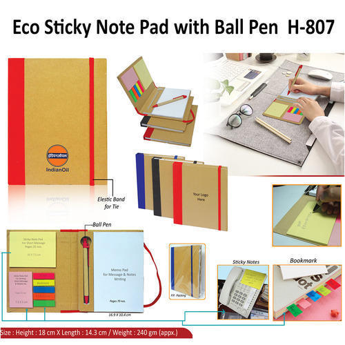 ECO FRIENDLY STICKY NOTEPAD WITH BALL PEN