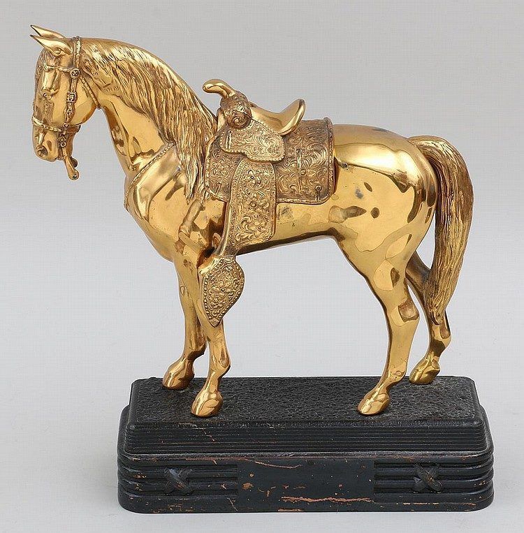 Antique Gold Brass Horse Statue