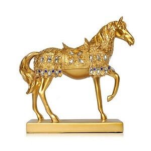 Jumping Horse Statue in Gold Finish Showpiece 25 cm