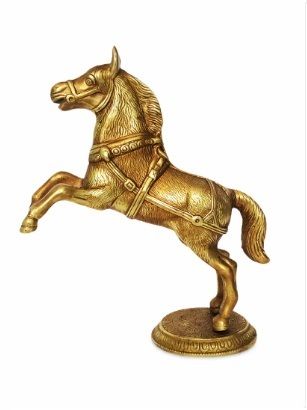 Jumping Horse Statue in Gold Finish Showpiece 25 cm