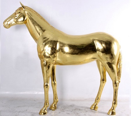 7ft Gold Leaf Horse Statue