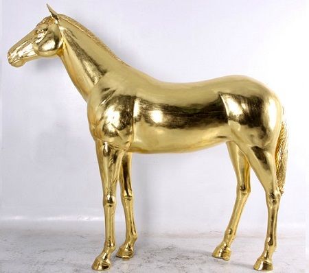 7ft Gold Leaf Horse Statue