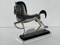 Style Silvered Brass Etruscan Horse Sculpture