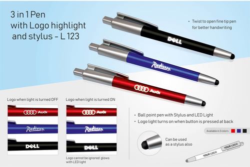 3 in 1 Pen With Logo Highlight and Sylus 3 in 1 Pen With Logo Highlight and Sylus