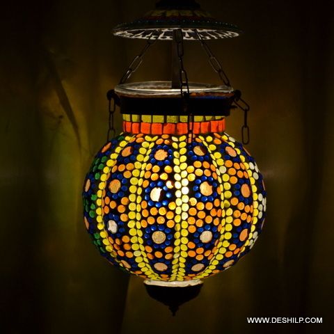 MOSAIC BEADS GLASS WALL HANGING LAMP