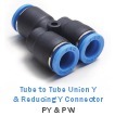 Nylon Tube To Tube Union Y & Reducing Y Connector