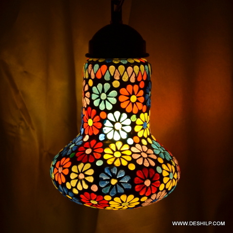 Multicolored Turkish Mosaic Hanging Lamp Light Hand