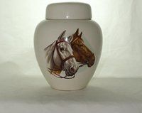 Horse Urn Metal Jar with Lid