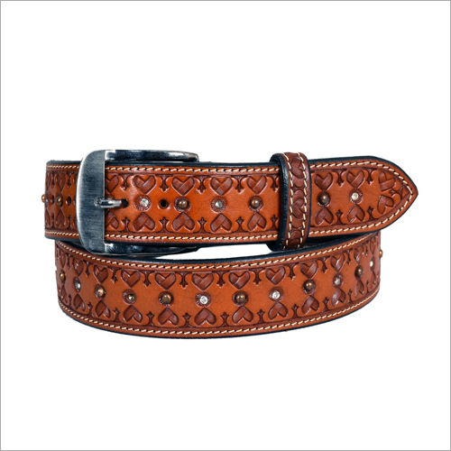 Mens Designer Leather Belt - Genuine Leather, 42 Inches, Brown | Silver-tone Buckle, Hand-stitched, Durable, Stylish
