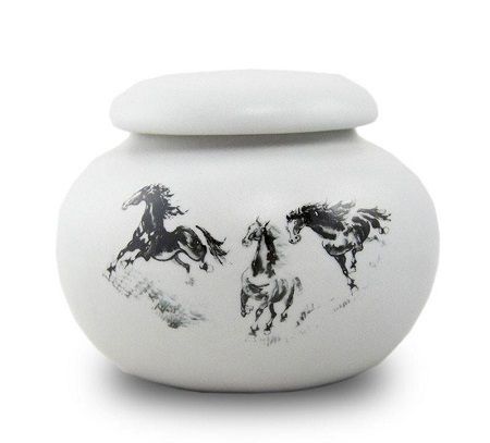 Horses Metal Cremation Urn Keepsake Extra Small