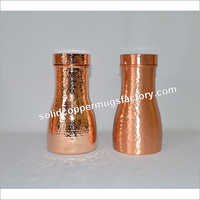 Pure Copper Bottle - Medium Size, Antique Design with Polished Hammered Finish | Original Copper Alloy, Round Shape