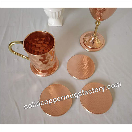 Metal Round Copper Hammered Coaster
