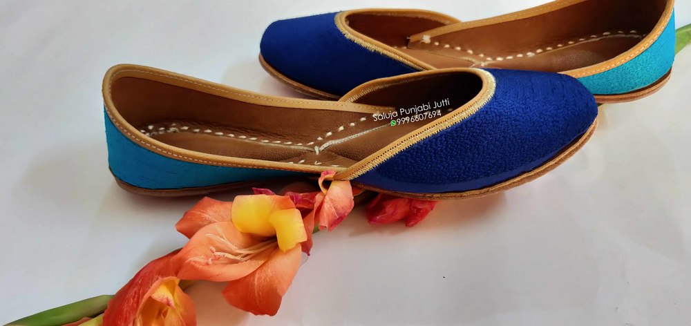 Blue Green Women Jutti Punjabi Jutti Handcrafted Jutti