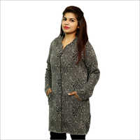 Ladies Stylish Woolen Coat - Wool Material, Multiple Sizes, Gray Color - Regular Fit, Long Sleeves, Two Pockets, Easy To Wash, Skin Friendly