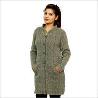 Woolen Coat - Wool, Small/medium/large/xl, Long Length, Green Color - Coziness, Eye-catchy Design, Regular Fit, Zipper Closure, Long Sleeve