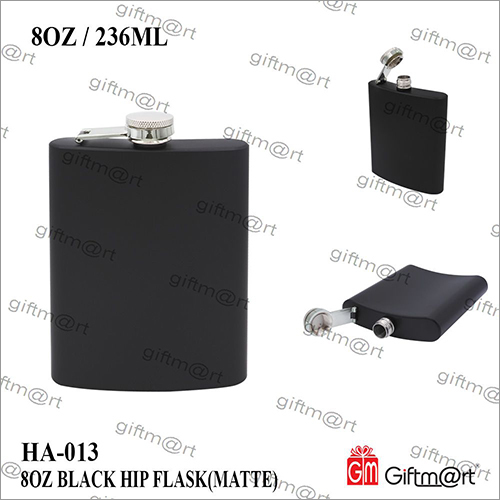 8 OZ Black Steel Hip Flask