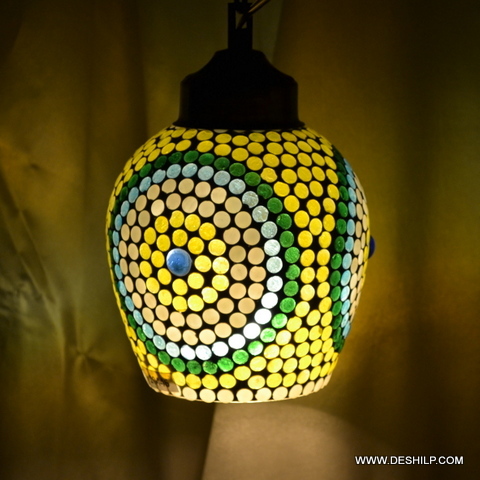 YELLOW COLOR MOSAIC GLASS WALL HANGING