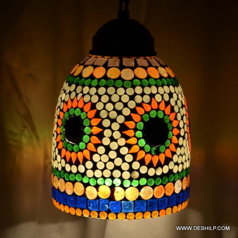 Traditional Multi Mosaic Glass Wall Hanging Lamp - Color: Multicolor