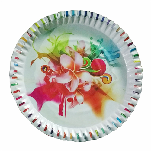 Disposable Designer Printed Plate - Paper 10 Inches, Round | Floral Design, Durable, Eco-Friendly, Food Safe