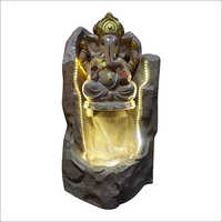 Antique Ganesha Water Fountain - Fiber Material, 24x18 Inches | Multicolor Indoor Fountain With Rgb Underwater Light, 18 Watt Power