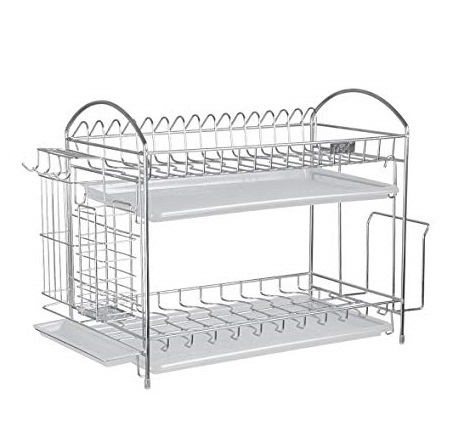 Stainless Steel 2 Tier Dish Rack Silver