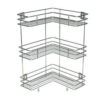 3 Layer L-Shape kitchen & Bathroom Rack Steel Kitchen Rack Silver