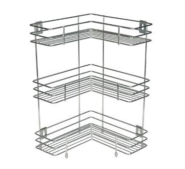 3 Layer L-Shape kitchen & Bathroom Rack Steel Kitchen Rack Silver